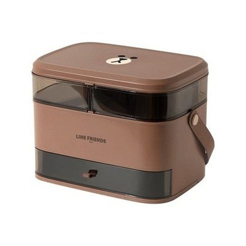 LINE FRIENDS Cosmetic Box Household Storage Containers Brown LINE FRIENDS Cartoon Brown Bear Cosmetic Storage Box - Dondepiso