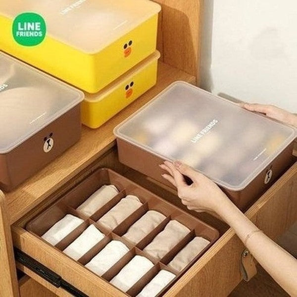 LINE FRIENDS Socks Container Household Storage Containers LINE FRIENDS Cute Brown Sally Socks Organizer Container - Dondepiso