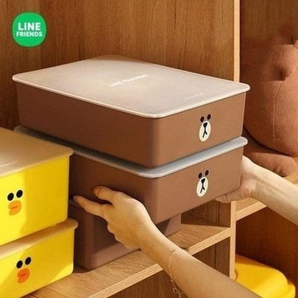 LINE FRIENDS Socks Container Household Storage Containers LINE FRIENDS Cute Brown Sally Socks Organizer Container - Dondepiso