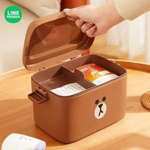 LINE FRIENDS First Aid Kit Household Storage Containers LINE FRIENDS Kawaii Cartoon Brown First Aid Kit - Dondepiso