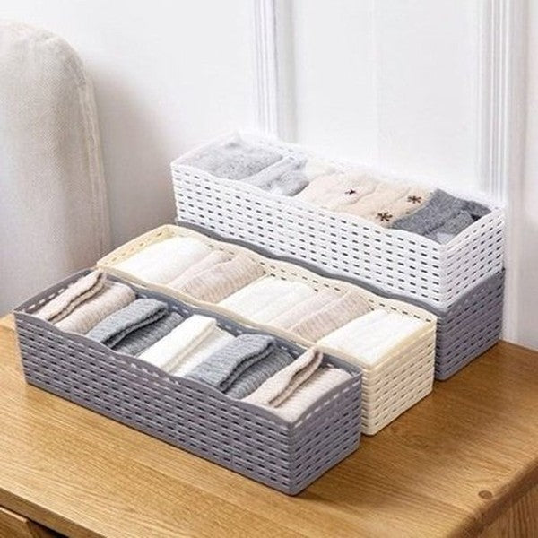 5 Grids Socks Box Household Storage Containers Underwear Storage Closet Organizer Basket – Dondepiso