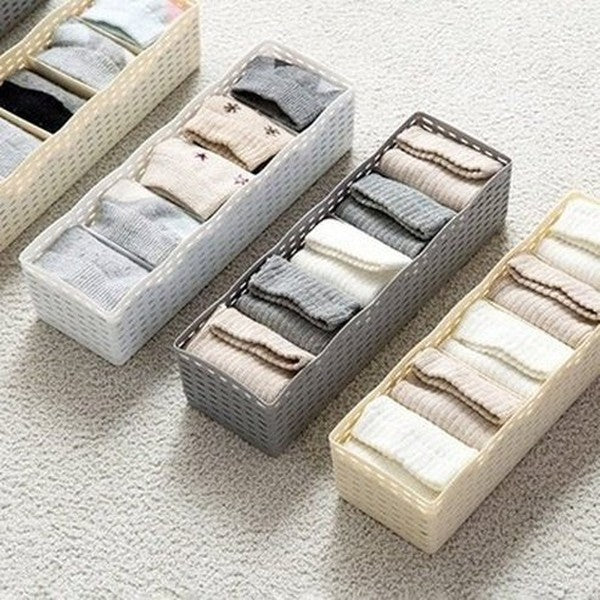 5 Grids Socks Box Household Storage Containers Underwear Storage Closet Organizer Basket – Dondepiso