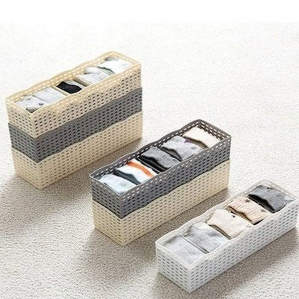5 Grids Socks Box Household Storage Containers Underwear Storage Closet Organizer Basket – Dondepiso