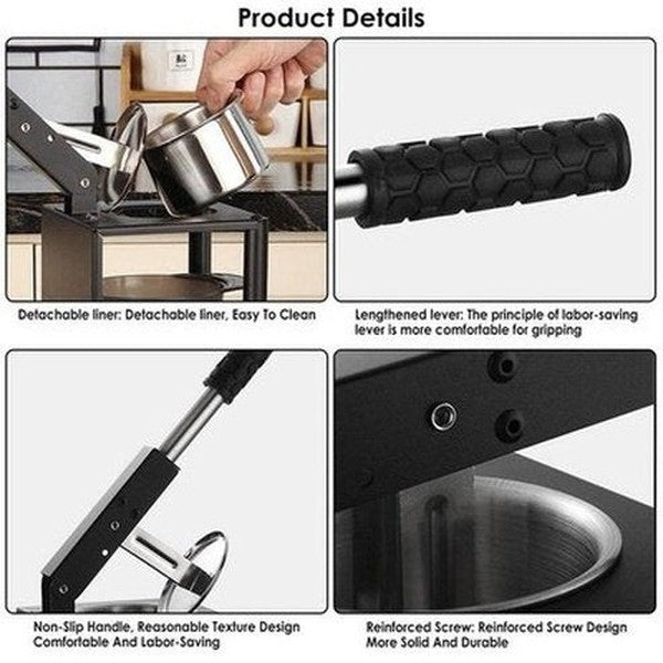 Manual Press Juicer Juicers Black Heavy-Duty Stainless Steel Manual Juicer With Rod · Dondepiso