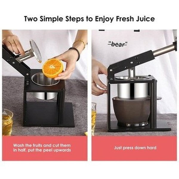 Manual Press Juicer Juicers Black Heavy-Duty Stainless Steel Manual Juicer With Rod · Dondepiso