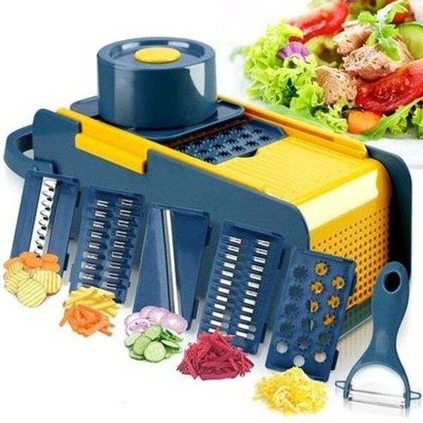 Safe Handheld Vegetable Slicer Kitchen Slicers Blue Handheld Safety Combinable Kitchen Slicer With 5 Blades · Dondepiso