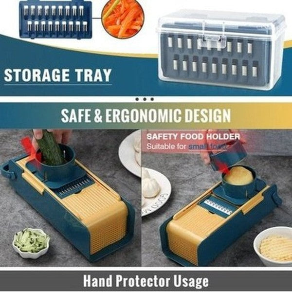 Safe Handheld Vegetable Slicer Kitchen Slicers Blue Handheld Safety Combinable Kitchen Slicer With 5 Blades · Dondepiso