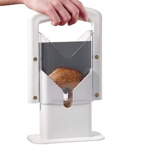 Bagel Slicer Guillotine Kitchen Slicers White Manual Bagel Cutter Guillotine With Stainless Steel Blade · Dondepiso