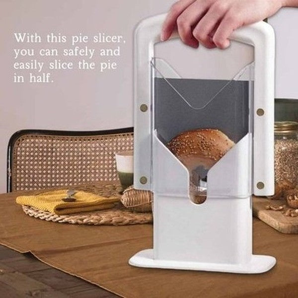 Bagel Slicer Guillotine Kitchen Slicers White Manual Bagel Cutter Guillotine With Stainless Steel Blade · Dondepiso