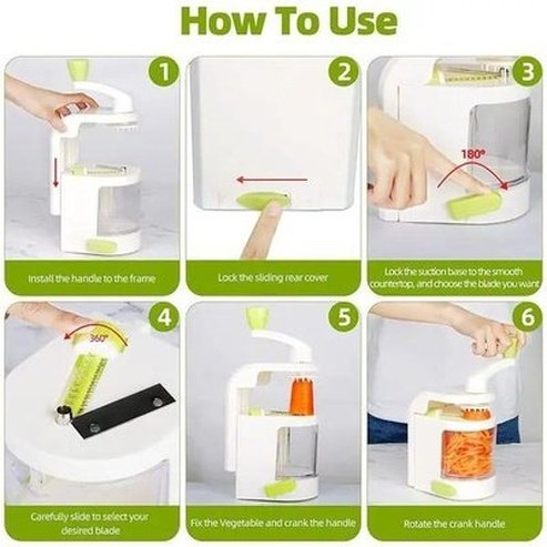 Spiral Vegetable Slicer Kitchen Slicers Green Stainless-Steel Vegetable Slicer Shredder – Dondepiso