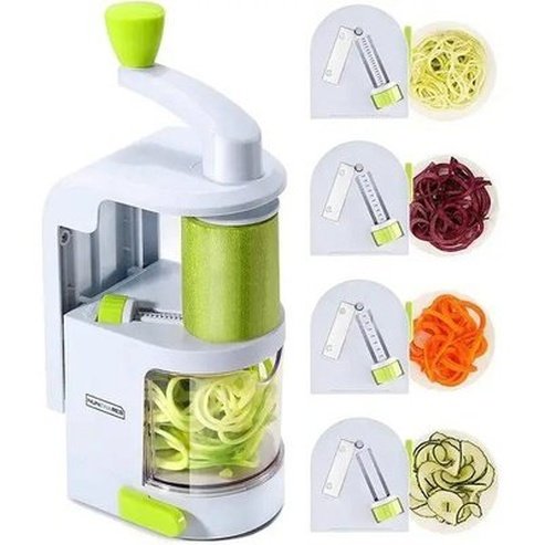 Spiral Vegetable Slicer Kitchen Slicers Green Stainless-Steel Vegetable Slicer Shredder – Dondepiso