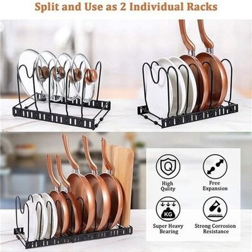 Pot and pan Rack Kitchen Utensil Holders & Racks Expandable Storage Rack for Pots and Pans – Dondepiso