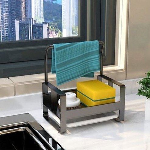 Cleaning Brush Sink Rack Kitchen Utensil Holders & Racks Black Large sink rack for cleaning brushes · Dondepiso