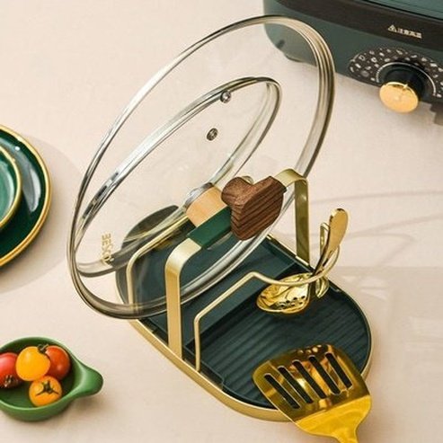 Spatula Pot Cover Rack Kitchen Utensil Holders & Racks Multi-function Spatula Pot Cover Spoon Rack - Dondepiso