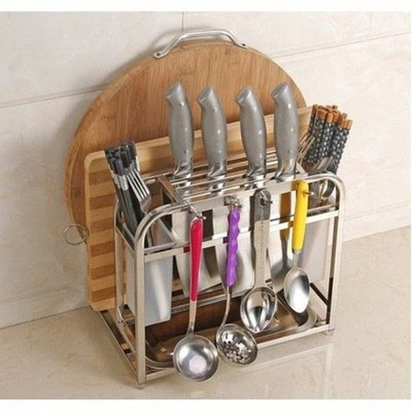 Cutting Board Rack Kitchen Utensil Holders & Racks Silver Stainless Steel Cutting Board Storage Rack · Dondepiso