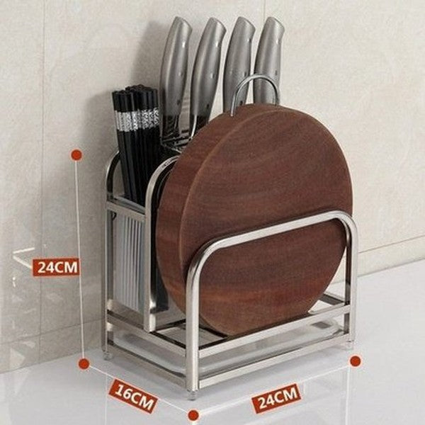 Cutting Board Rack Kitchen Utensil Holders & Racks Silver Stainless Steel Cutting Board Storage Rack · Dondepiso
