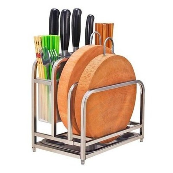 Cutting Board Rack Kitchen Utensil Holders & Racks Silver Stainless Steel Cutting Board Storage Rack · Dondepiso