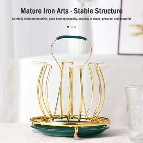 Tabletop Iron Cup Rack Kitchen Utensil Holders & Racks Green Tabletop Golden Iron Cup Rack Organizer · Dondepiso