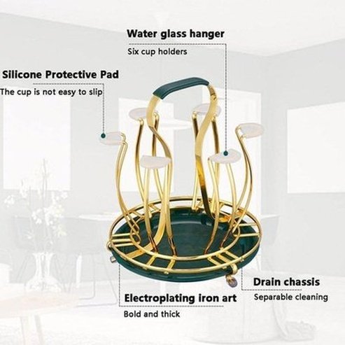 Tabletop Iron Cup Rack Kitchen Utensil Holders & Racks Green Tabletop Golden Iron Cup Rack Organizer · Dondepiso