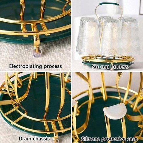 Tabletop Iron Cup Rack Kitchen Utensil Holders & Racks Green Tabletop Golden Iron Cup Rack Organizer · Dondepiso