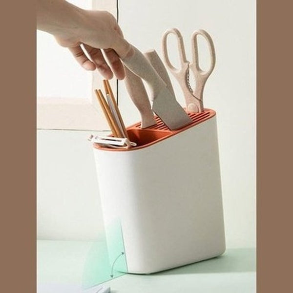Kitchen Knives Organizer Knife Blocks & Holders White+Orange Kitchen Knives Organizer Storage Rack Holder – Dondepiso