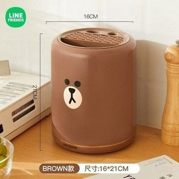 LINE FRIENDS Knife Block Knife Blocks & Holders LINE FRIENDS Kawaii Cartoon Brown Sally Knife Block - Dondepiso
