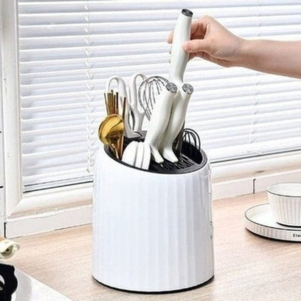 Round Countertop Knife Block. Rotating Round Kitchen Knife Organizer. Round Countertop Knife Storage Block for Kitchen