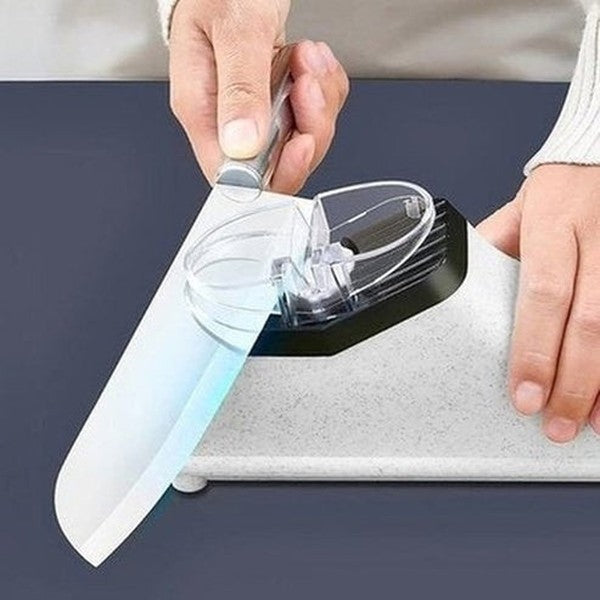 Electric Knife Sharpener Knife Sharpeners White Adjustable USB Electric Knife Sharpener - Dondepiso
