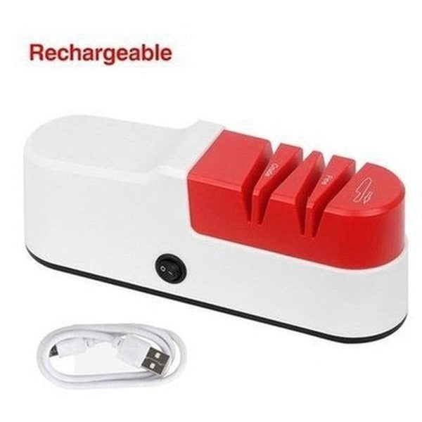 Electric Fast Sharpener Knife Sharpeners Red Electric Knife Sharpener Fast USB Charging - Dondepiso