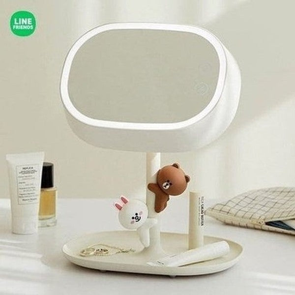 LINE FRIENDS vanity mirror Lamps White LINE FRIENDS Cartoon Kawaii Vanity Mirror – Dondepiso