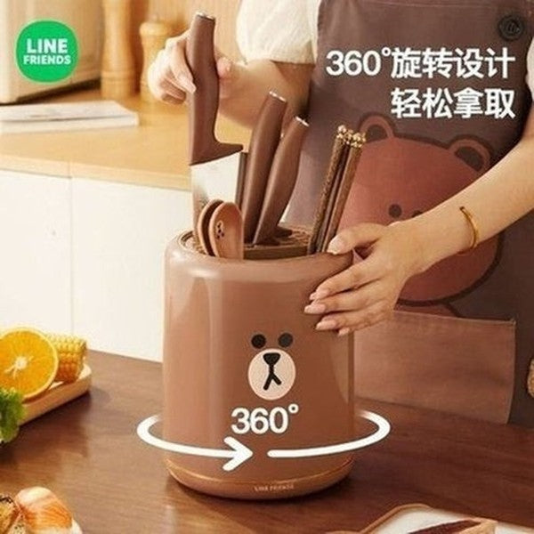 LINE FRIENDS Knife Block LINE FRIENDS Kawaii Cartoon Brown Sally Knife Block - Dondepiso