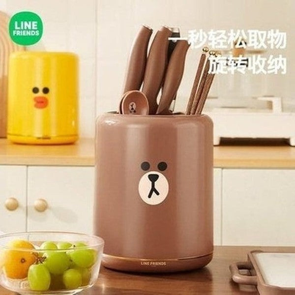 LINE FRIENDS Knife Block LINE FRIENDS Kawaii Cartoon Brown Sally Knife Block - Dondepiso