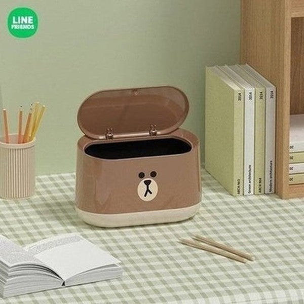 LINE FRIENDS Trash Can Trash Cans & Wastebaskets LINE FRIENDS Desktop Press Lid Trash Can – Dondepiso