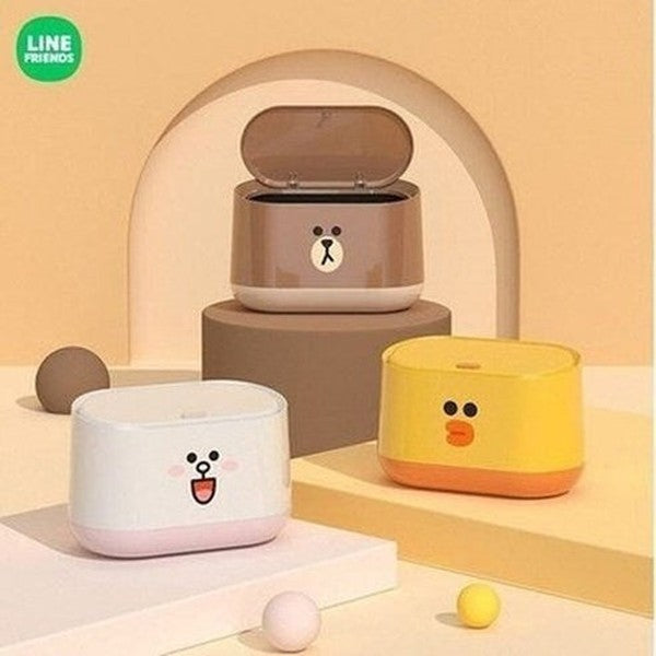 LINE FRIENDS Trash Can Trash Cans & Wastebaskets LINE FRIENDS Desktop Press Lid Trash Can – Dondepiso