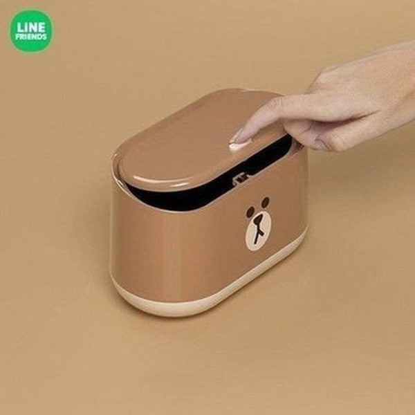 LINE FRIENDS Trash Can Trash Cans & Wastebaskets LINE FRIENDS Desktop Press Lid Trash Can – Dondepiso
