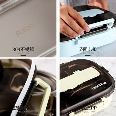 304 Stainless-Steel Lunch Box Bento Box Soup Bowl with Spoon and Chopsticks Lunch Container Food Storage Box