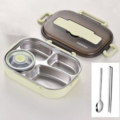 304 Stainless-Steel Lunch Box Bento Box Soup Bowl with Spoon and Chopsticks Lunch Container Food Storage Box