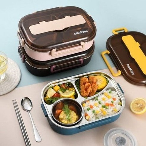 304 Stainless-Steel Lunch Box Bento Box Soup Bowl with Spoon and Chopsticks Lunch Container Food Storage Box