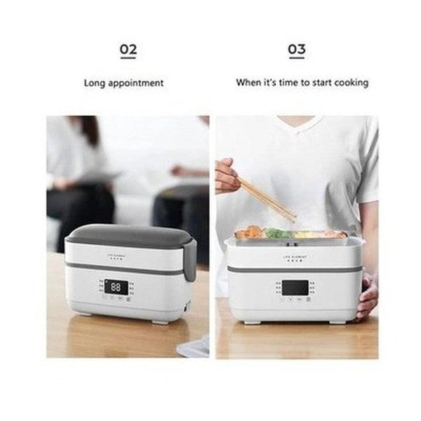 Electric Lunch Box Lunch Boxes & Totes White Double Layer Electric Lunch Box · Dondepiso
