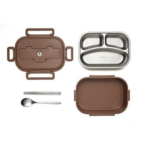 LINE FRIENDS Lunch Box Lunch Boxes & Totes Brown LINE FRIENDS Cartoon Brown Bento Box Set – Dondepiso