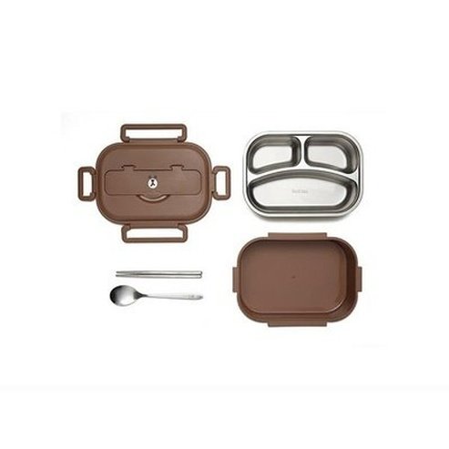 LINE FRIENDS Lunch Box Lunch Boxes & Totes Brown LINE FRIENDS Cartoon Brown Bento Box Set – Dondepiso