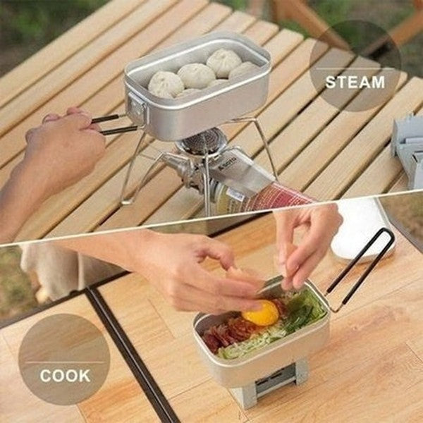 Lunch Box With Handle Lunch Boxes & Totes Silver Mini Portable Lunch Box with Foldable Handle · Dondepiso