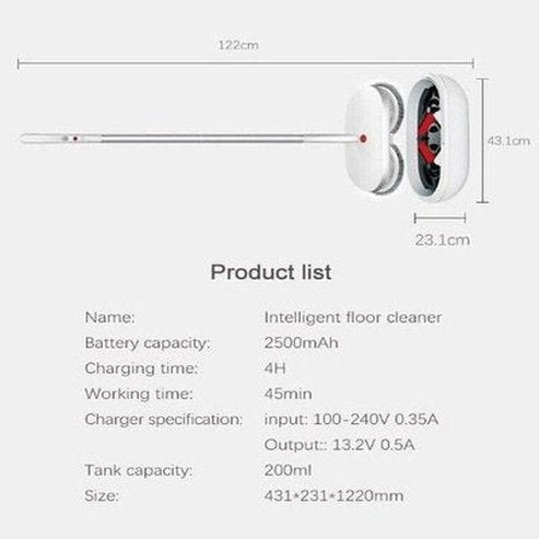 Smart Cleaning Mop Mops White Dual Wireless Smart Spinning Pulverization Mop · Dondepiso