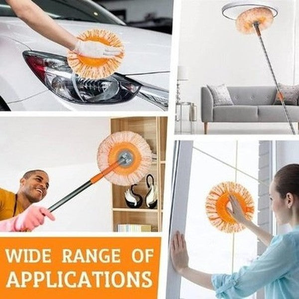 Dust Mop Wet & Dry Floor Cleaning Microfiber Height Rotating Washable Mops Pad Replacement Spin for Car Wash Round Cleaning Tools