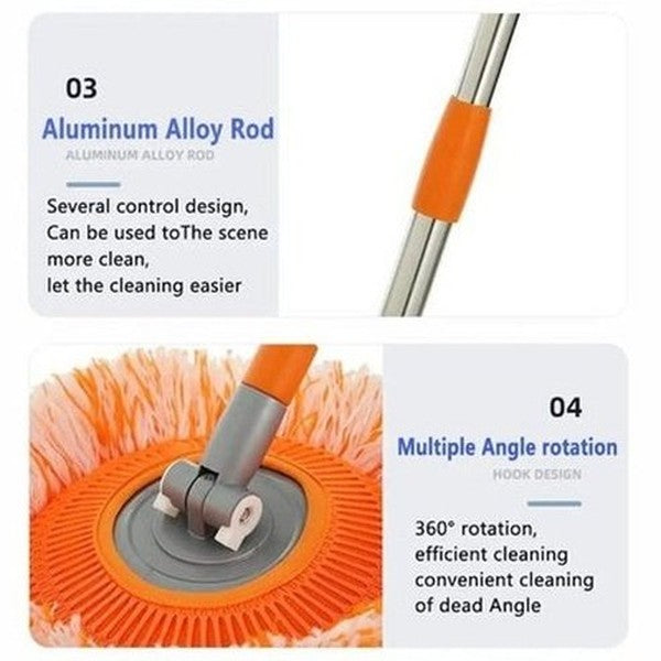 Dust Mop Wet & Dry Floor Cleaning Microfiber Height Rotating Washable Mops Pad Replacement Spin for Car Wash Round Cleaning Tools