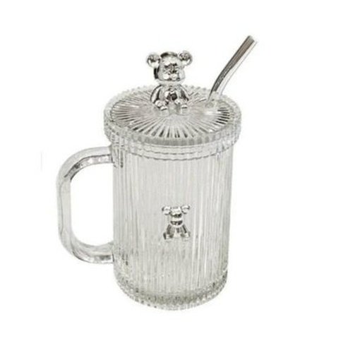 Cartoon Glass Water Cup Mugs Clear Cartoon Bear Glass Water Cup With Lid · Dondepiso