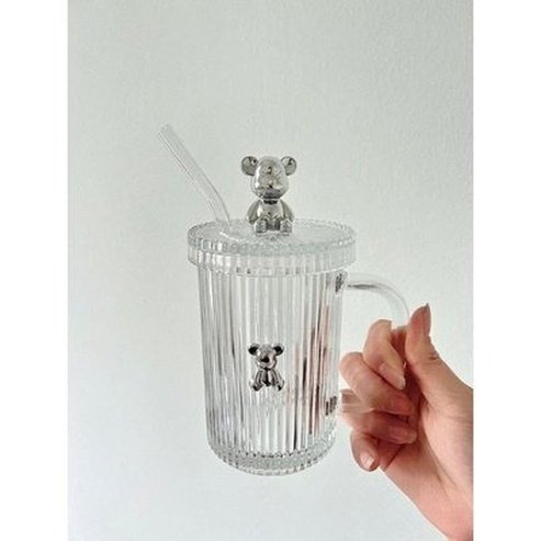 Cartoon Glass Water Cup Mugs Clear Cartoon Bear Glass Water Cup With Lid · Dondepiso