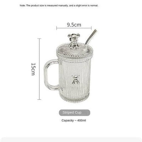 Cartoon Glass Water Cup Mugs Clear Cartoon Bear Glass Water Cup With Lid · Dondepiso