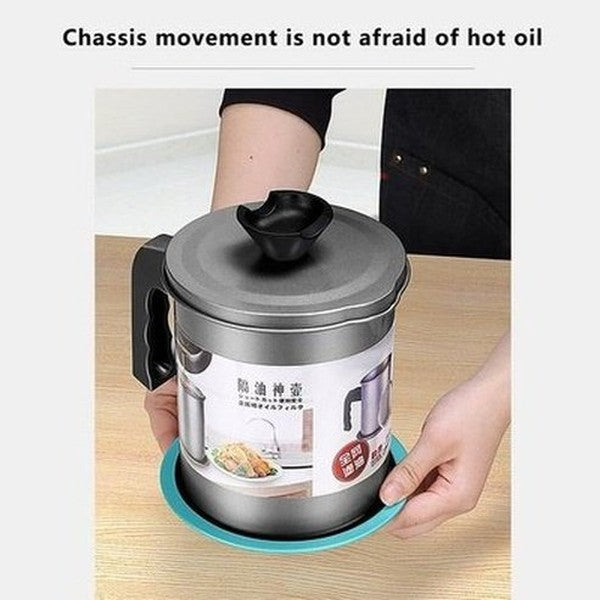 Oil Filter Pot Oil & Vinegar Dispensers Silver Stainless Steel Lard Tank Oil Filter Pot · Dondepiso