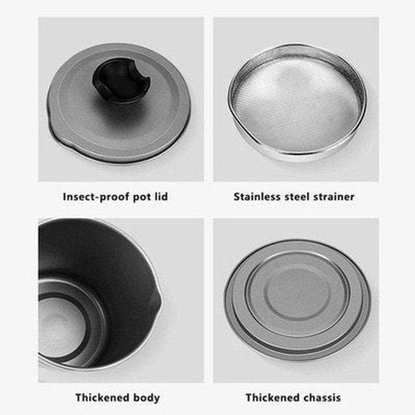 Oil Filter Pot Oil & Vinegar Dispensers Silver Stainless Steel Lard Tank Oil Filter Pot · Dondepiso